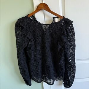 Long-Sleeved Black Sézane Lace Blouse Size 36